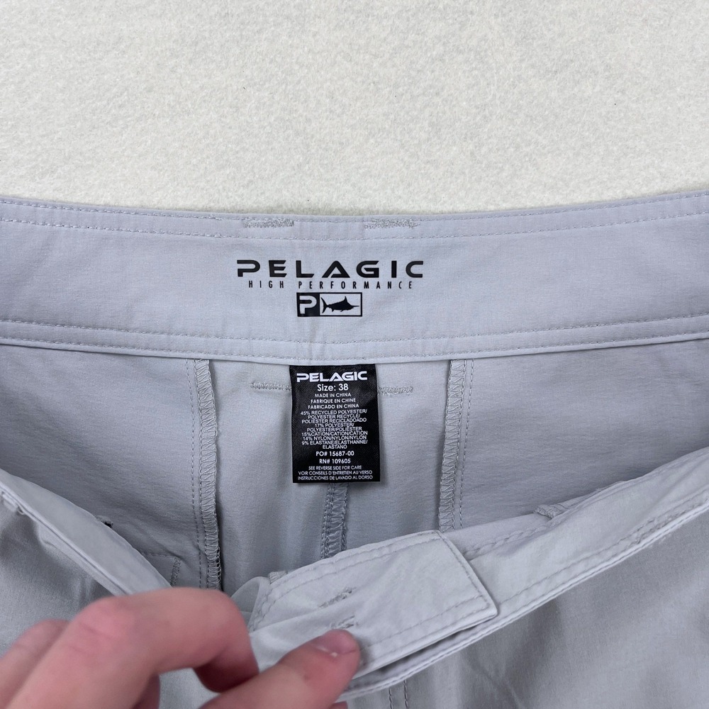 Pelagic High Performance Men 38 Gray Fishing Shorts Stretch Quick Dry Hybrid - Picture 2 of 8